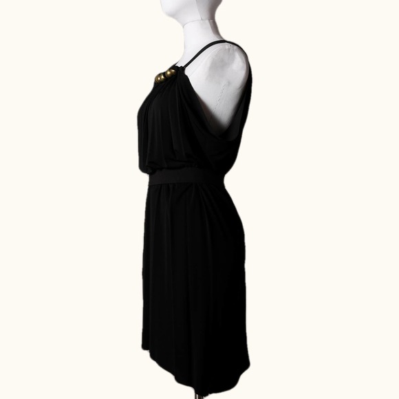 YIGAL AZROUEL Black Dress with Gold Bead Embellished Neckline - Picture 3 of 6